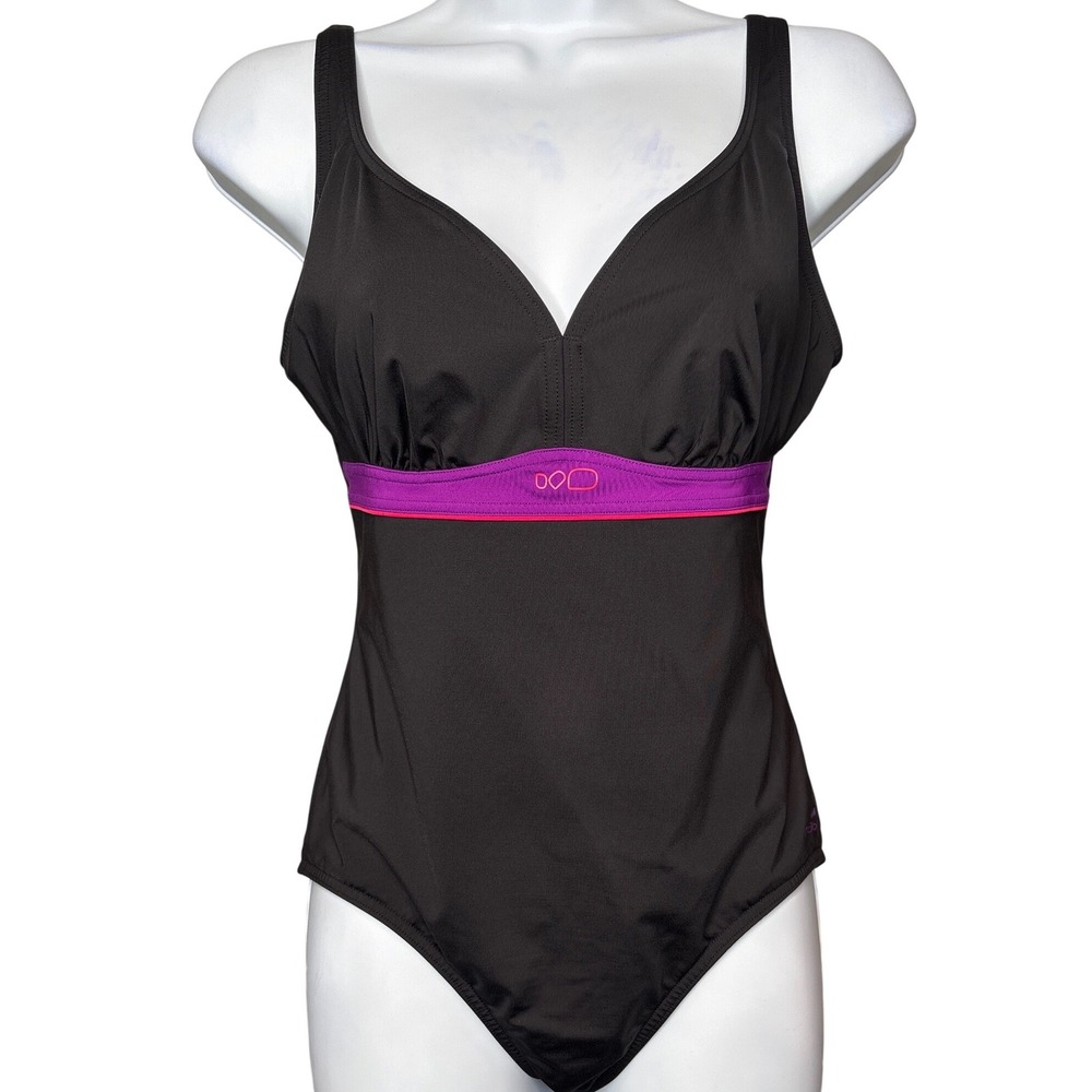 Nabaiji Womens One Piece Swimsuit Black Purple Athletic Size S/M Water Sports‎